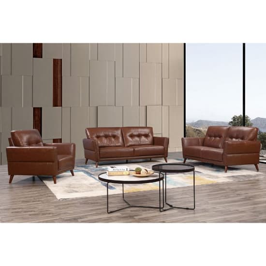 Celina Leather 1 Seater Sofa In Saddle With Tapered Legs_3