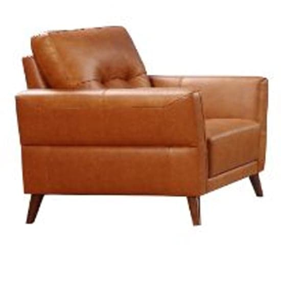 Celina Leather 1 Seater Sofa In Tan With Tapered Legs_2