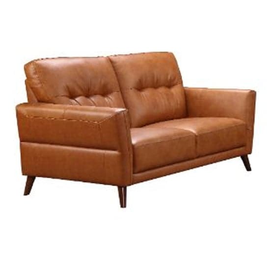 Celina Leather 2 Seater Sofa In Tan With Tapered Legs_2