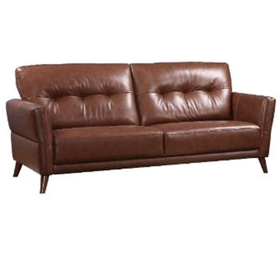 Celina Leather 3+2 Seater Sofa Set In Saddle With Tapered Legs_6