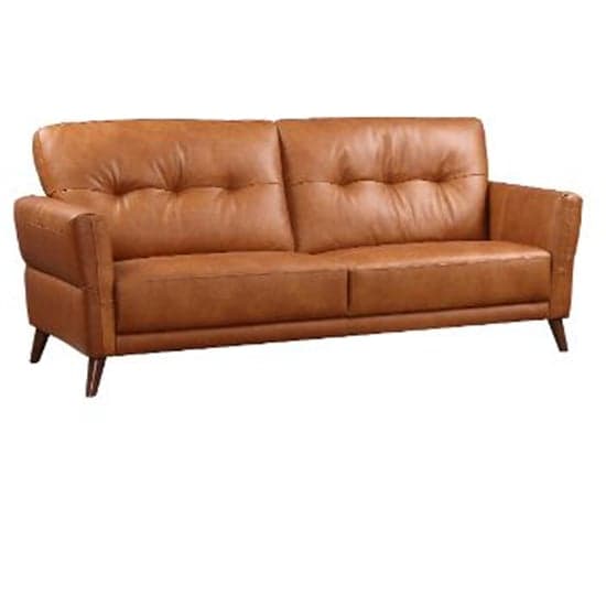 Celina Leather 3 Seater Sofa In Tan With Tapered Legs_2