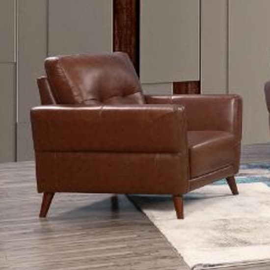 Celina Leather Sofa Suite In Saddle With Hardwood Tapered Legs_3