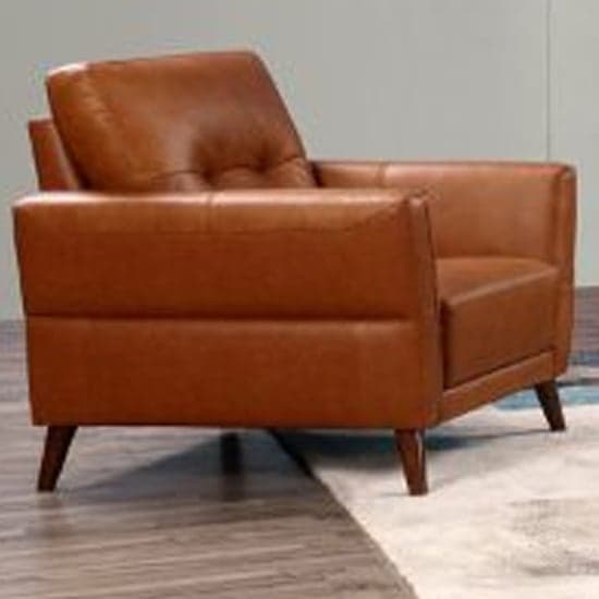 Celina Leather Sofa Suite In Tan With Hardwood Tapered Legs_3