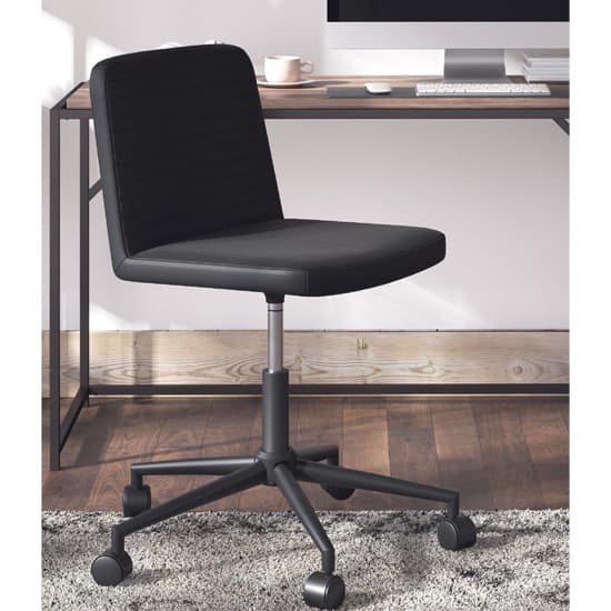 Celina Swivel Faux Leather Home And Office Chair In Black_2