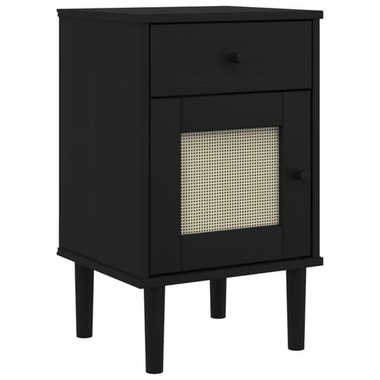 Celle Pinewood Bedside Cabinet With 1 Door 1 Drawer In Black_2