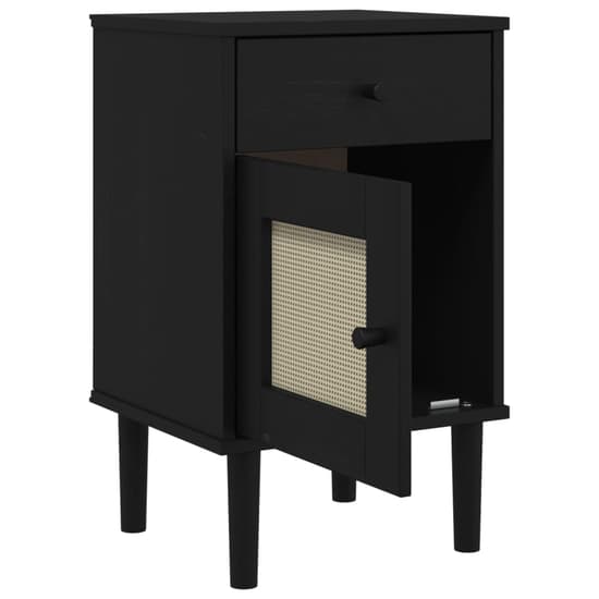 Celle Pinewood Bedside Cabinet With 1 Door 1 Drawer In Black_5