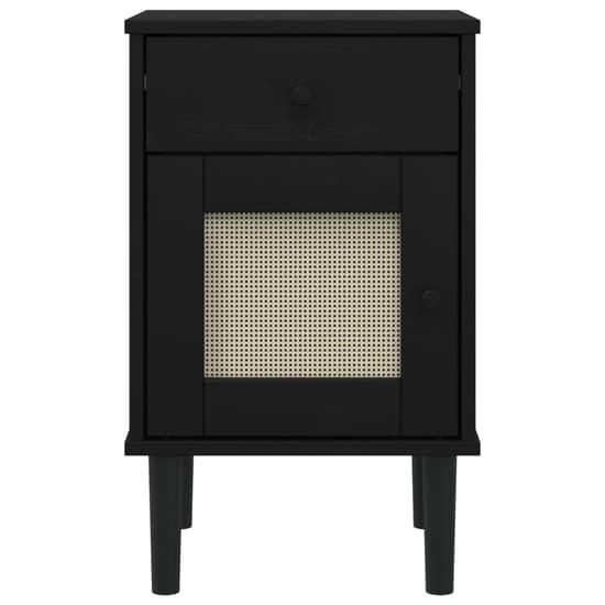Celle Pinewood Bedside Cabinet With 1 Door 1 Drawer In Black_6