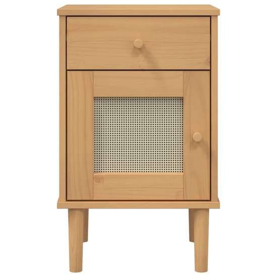 Celle Pinewood Bedside Cabinet With 1 Door 1 Drawer In Brown_6