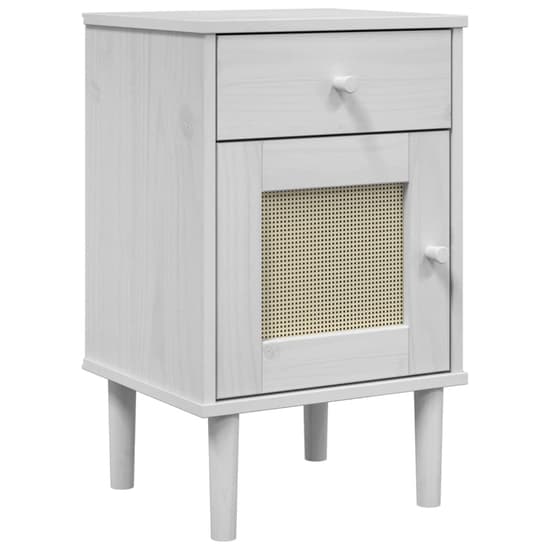 Celle Pinewood Bedside Cabinet With 1 Door 1 Drawer In White_2