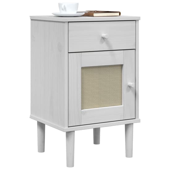 Celle Pinewood Bedside Cabinet With 1 Door 1 Drawer In White_3