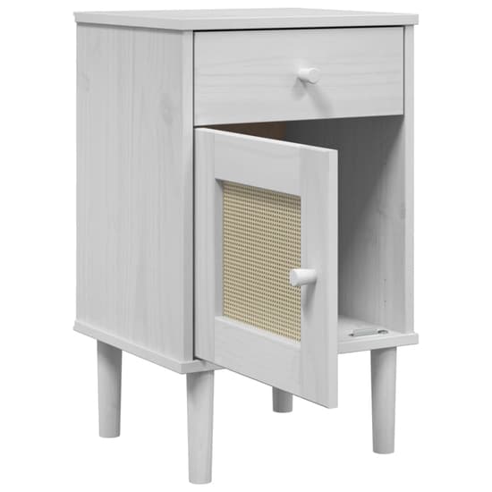 Celle Pinewood Bedside Cabinet With 1 Door 1 Drawer In White_5