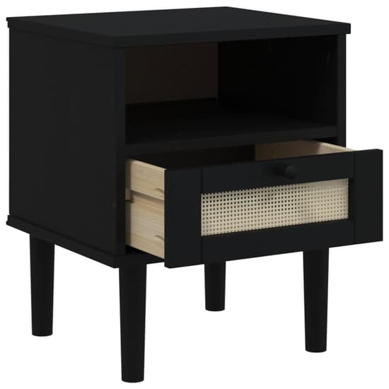 Celle Pinewood Bedside Cabinet With 1 Drawer In Black_5