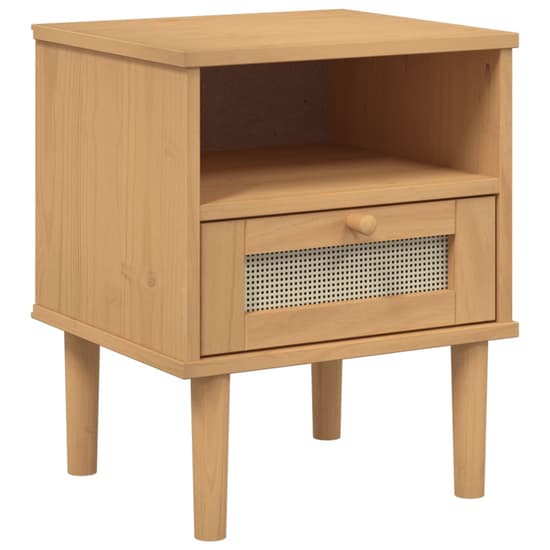 Celle Pinewood Bedside Cabinet With 1 Drawer In Brown_2