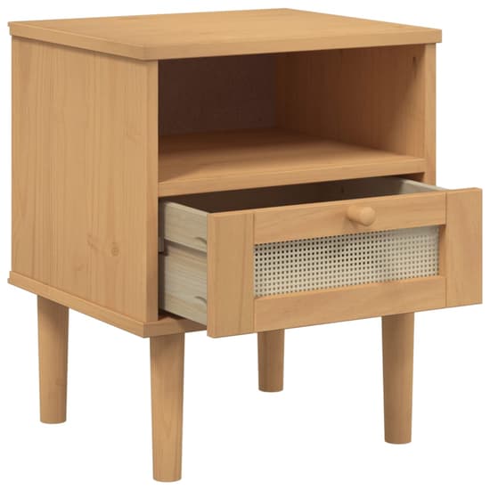 Celle Pinewood Bedside Cabinet With 1 Drawer In Brown_5