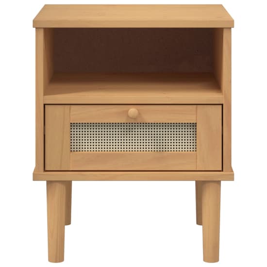 Celle Pinewood Bedside Cabinet With 1 Drawer In Brown_6