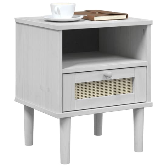Celle Pinewood Bedside Cabinet With 1 Drawer In White_3