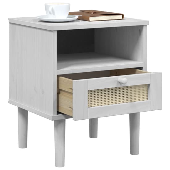 Celle Pinewood Bedside Cabinet With 1 Drawer In White_4