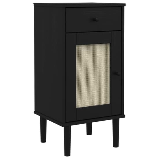 Celle Pinewood Bedside Cabinet Tall 1 Door 1 Drawer In Black_2