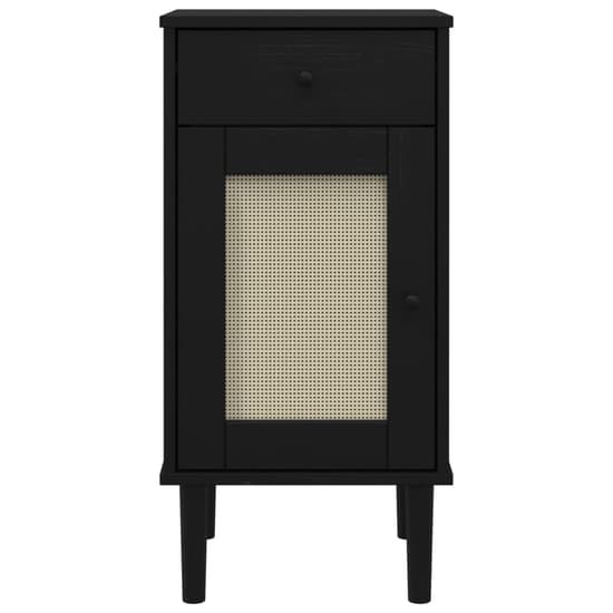 Celle Pinewood Bedside Cabinet Tall 1 Door 1 Drawer In Black_5
