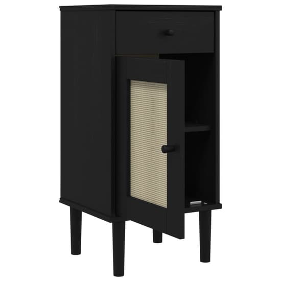 Celle Pinewood Bedside Cabinet Tall 1 Door 1 Drawer In Black_6