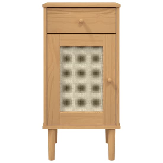 Celle Pinewood Bedside Cabinet Tall 1 Door 1 Drawer In Brown_5
