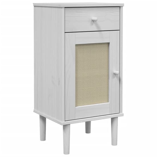 Celle Pinewood Bedside Cabinet Tall 1 Door 1 Drawer In White_2