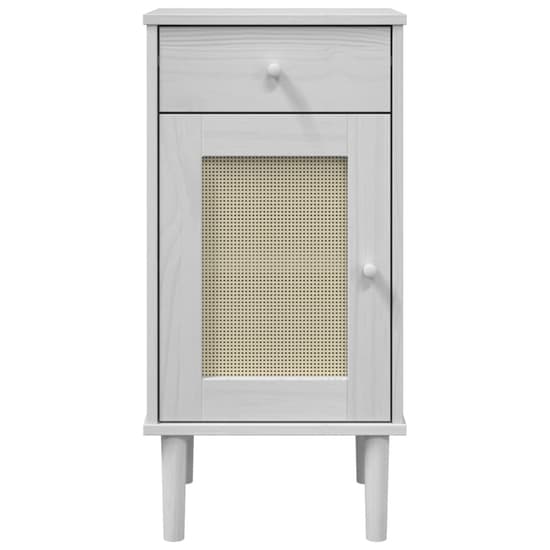 Celle Pinewood Bedside Cabinet Tall 1 Door 1 Drawer In White_5