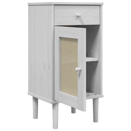 Celle Pinewood Bedside Cabinet Tall 1 Door 1 Drawer In White_6