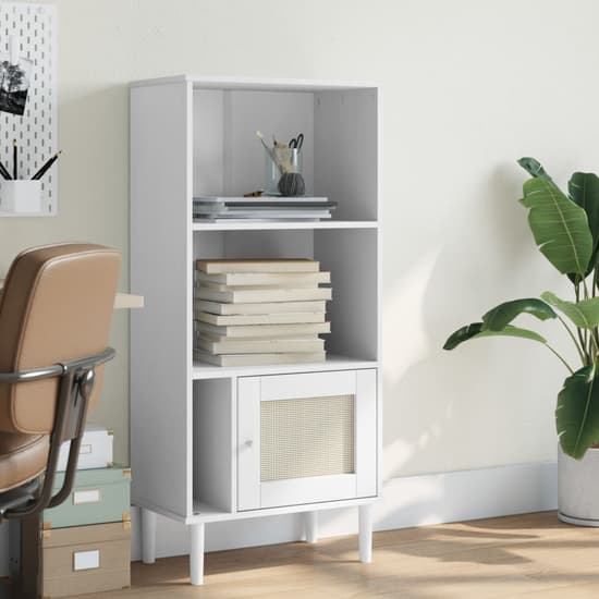 Celle Pinewood Bookcase With 2 Shelves In White_1