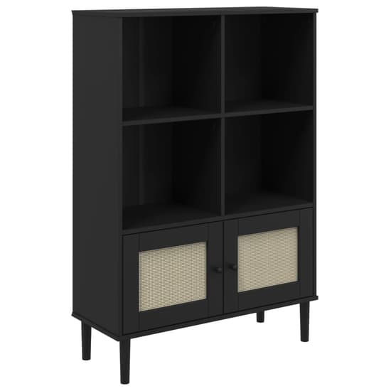 Celle Pinewood Bookcase With 4 Shelves In Black_2