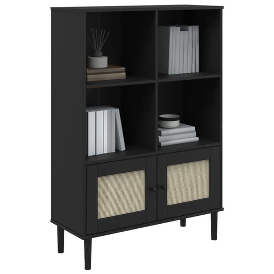 Celle Pinewood Bookcase With 4 Shelves In Black_3