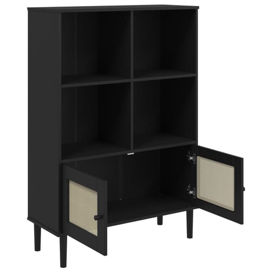 Celle Pinewood Bookcase With 4 Shelves In Black_6