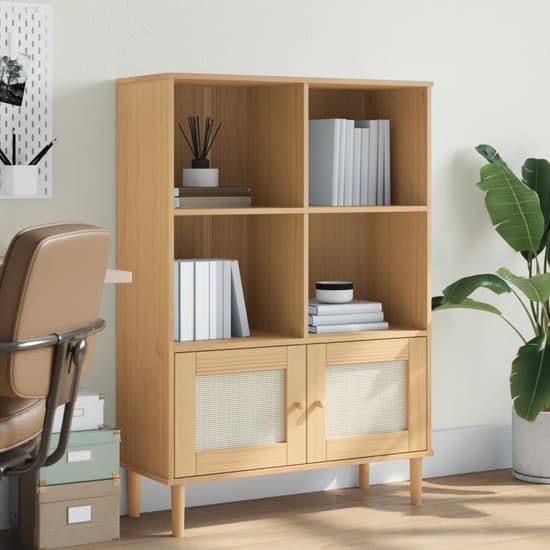 Celle Pinewood Bookcase With 4 Shelves In Brown_1