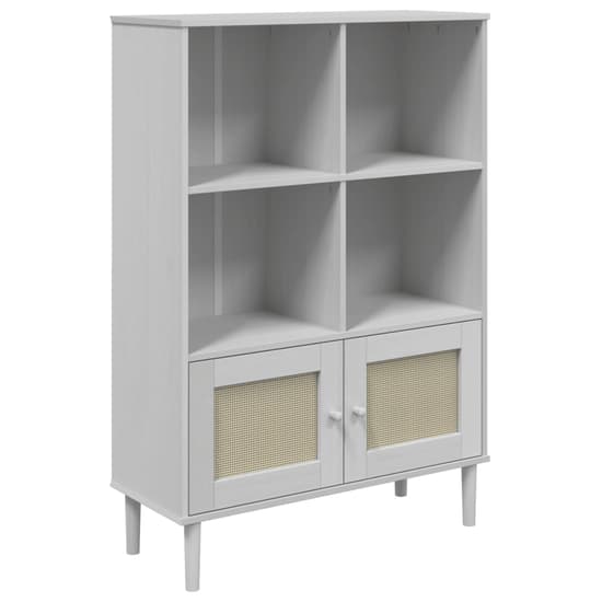 Celle Pinewood Bookcase With 4 Shelves In White_2