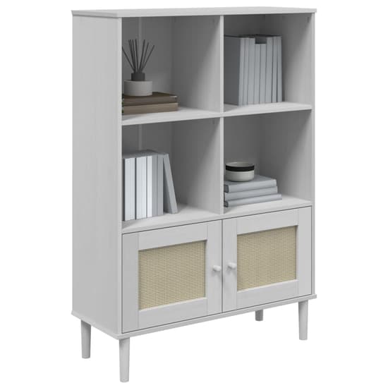 Celle Pinewood Bookcase With 4 Shelves In White_3