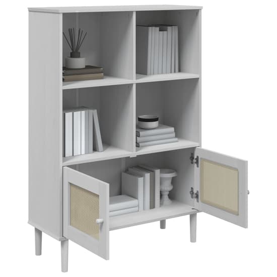 Celle Pinewood Bookcase With 4 Shelves In White_4