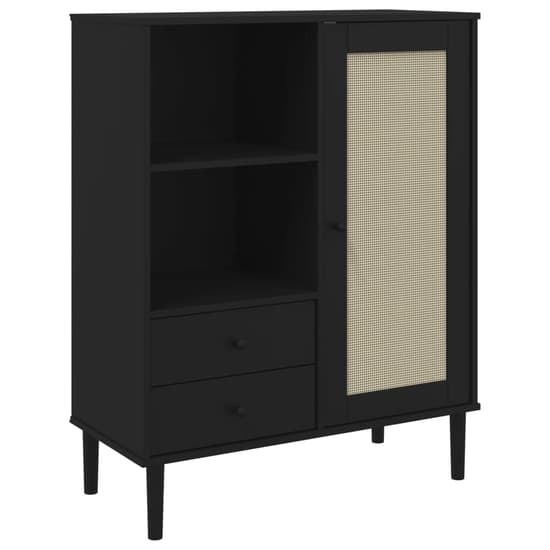 Celle Pinewood Highboard With 1 Door 2 Drawers In Black_2