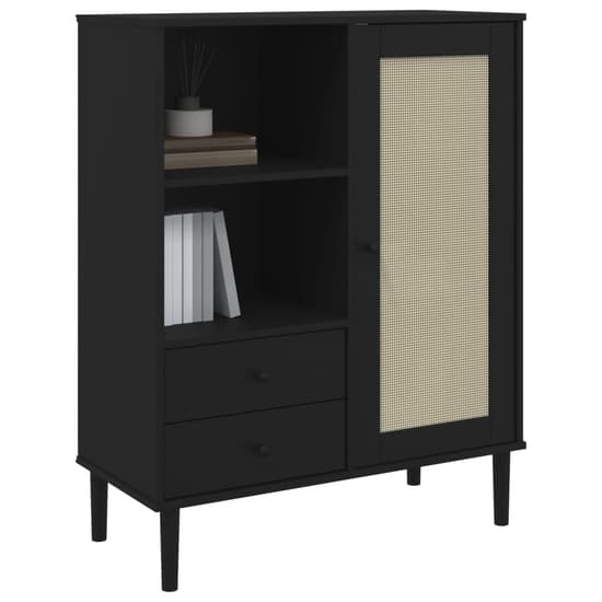 Celle Pinewood Highboard With 1 Door 2 Drawers In Black_3