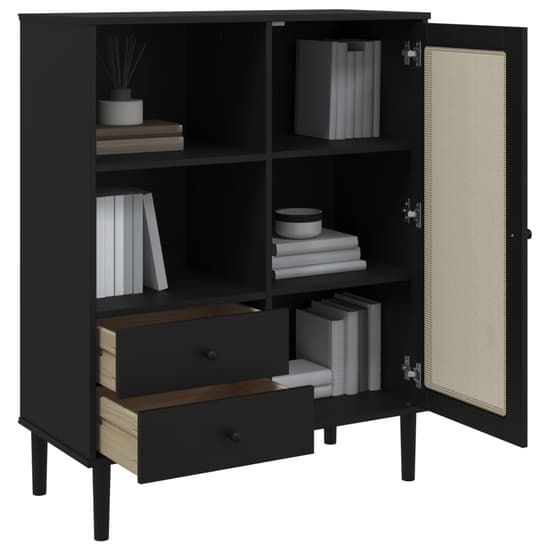 Celle Pinewood Highboard With 1 Door 2 Drawers In Black_4
