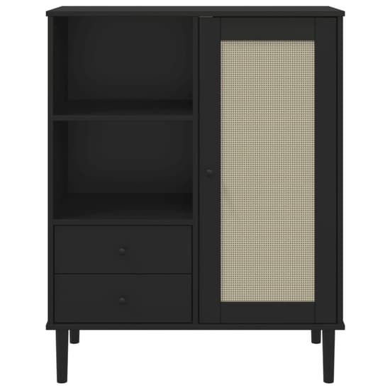 Celle Pinewood Highboard With 1 Door 2 Drawers In Black_5