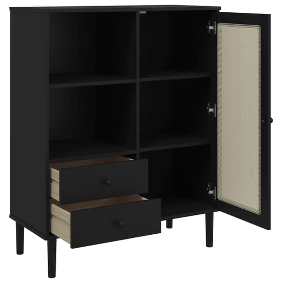 Celle Pinewood Highboard With 1 Door 2 Drawers In Black_6