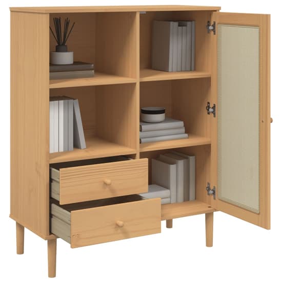Celle Pinewood Highboard With 1 Door 2 Drawers In Brown_4