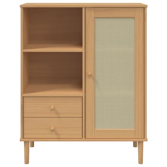 Celle Pinewood Highboard With 1 Door 2 Drawers In Brown_5
