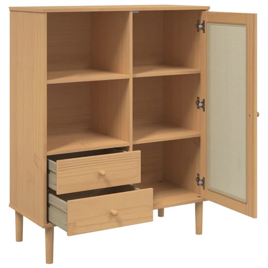 Celle Pinewood Highboard With 1 Door 2 Drawers In Brown_6