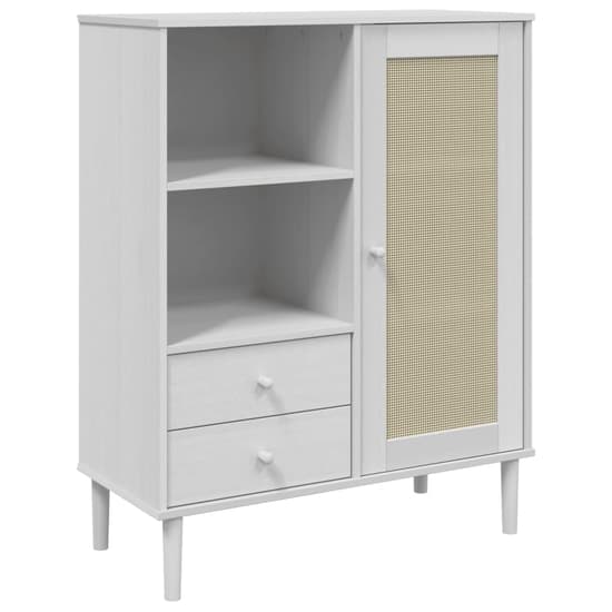 Celle Pinewood Highboard With 1 Door 2 Drawers In White_2