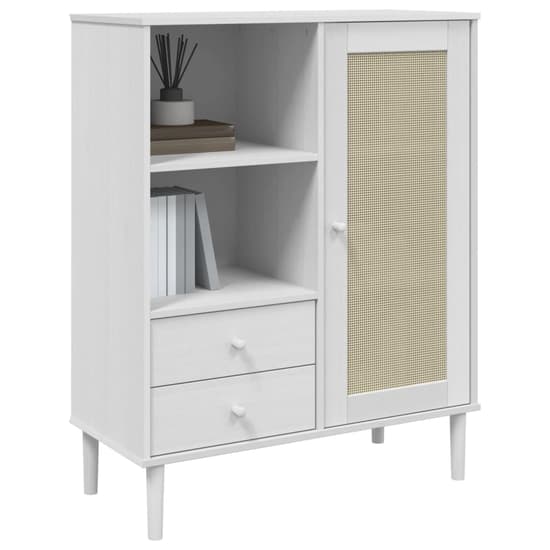 Celle Pinewood Highboard With 1 Door 2 Drawers In White_3