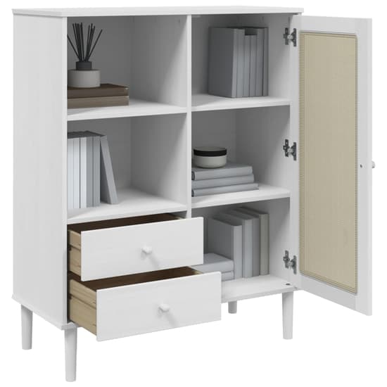 Celle Pinewood Highboard With 1 Door 2 Drawers In White_4