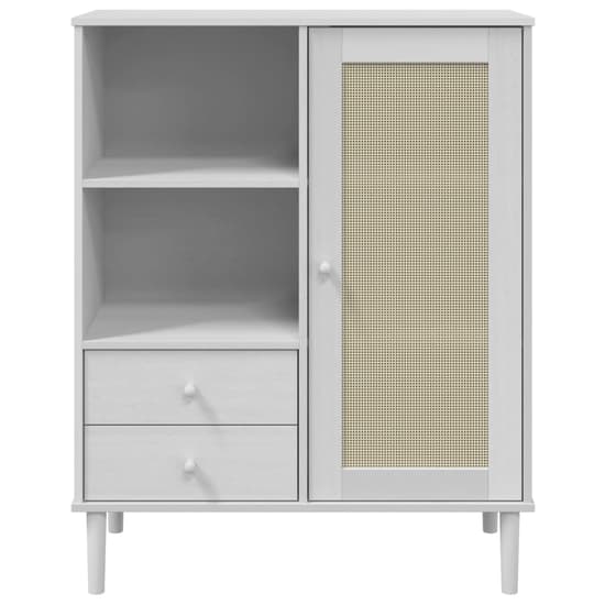 Celle Pinewood Highboard With 1 Door 2 Drawers In White_5