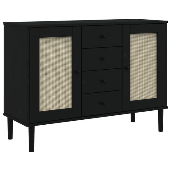 Celle Pinewood Sideboard With 2 Doors 4 Drawers In Black_2
