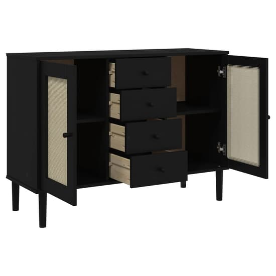 Celle Pinewood Sideboard With 2 Doors 4 Drawers In Black_6